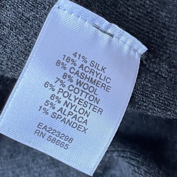 Classiques Entier Women Cashmere Wool Alpaca Cowl Neck Sweater Medium Gray Black - Picture 8 of 9